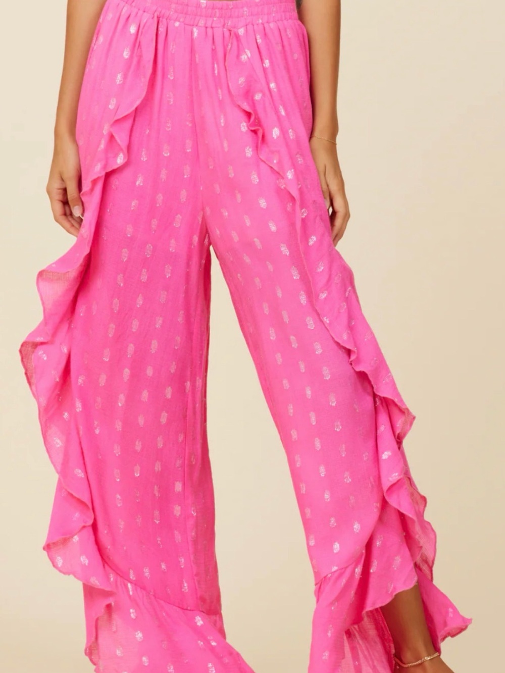 Surf Gypsy Girls Hot Pink Sundress with Silver Metallic Accents